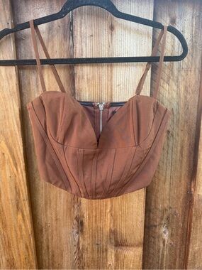 White Fox Boutique Brown Bustier Crop Top - Rust Brown